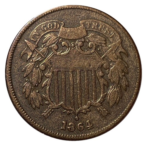 1864 Indian Head Penny Bronze Repunched Date FS-1301 showing ghost numeral impressions in the date area